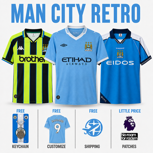 COMBO Manchester City Retro - Home 11/12, Home 99/01 and Away 98/99