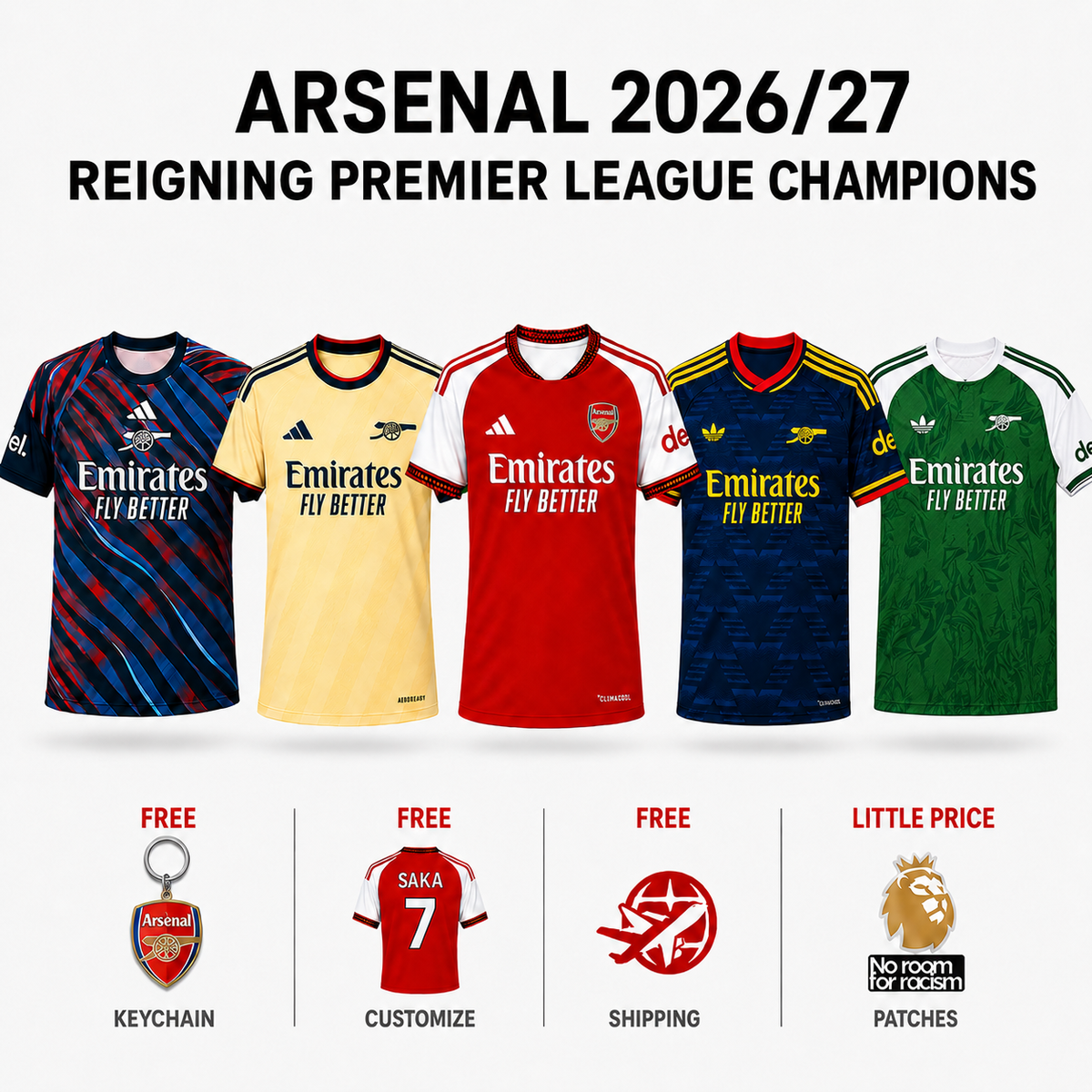 🏆 Winner COMBO Arsenal - New Home, Away, Third, Pre-Matching and Special Jersey 2026/27