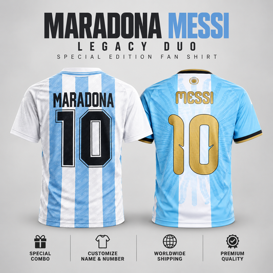 Argentina Legends Duo – Maradona & Messi Special Edition Fan Shirt