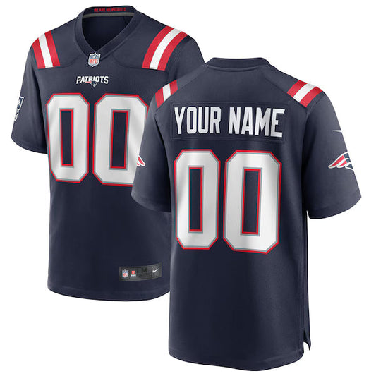 New England Patriots  Game Home Jersey - Navy - Custom  NFL